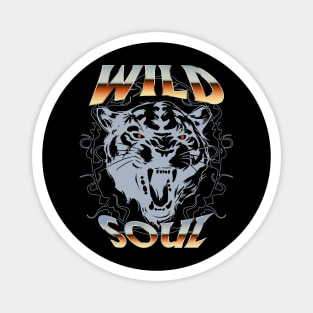 Panther head and wild soul quote design, y2k aesthetic Magnet